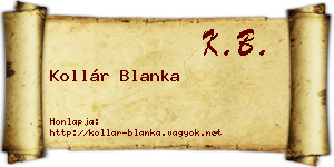 Kollár Blanka névjegykártya